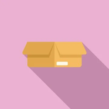 Open carton box icon flat vector. Container pack Stock Illustration