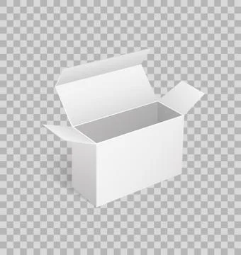Open Carton Box of Square Shape in 3D Isometric Stock Illustration