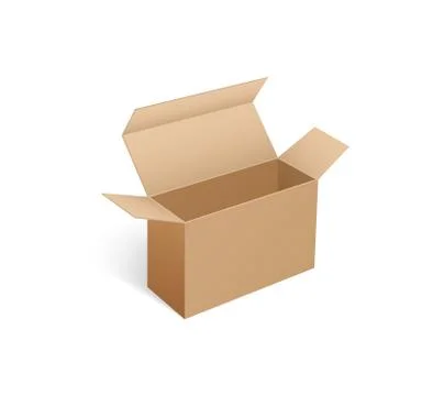 Open Carton Box of Square Shape in 3D Isometric Illustrazione stock