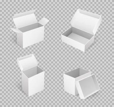 Open Carton Boxes of Square Shape in 3D Isometric Illustrazione stock