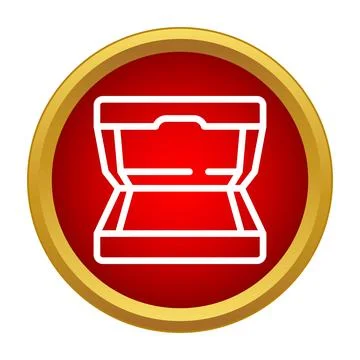 Open case icon in red circle with gold border 库存插图