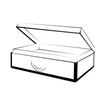 Open case outline on white background Stock Illustration