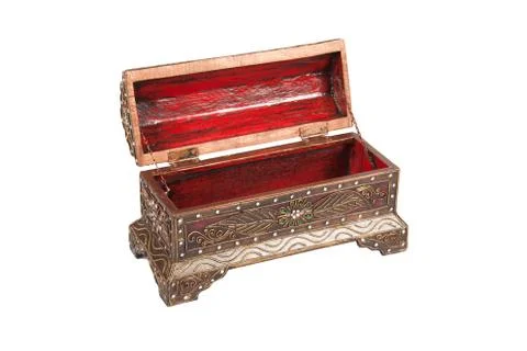 Open casket on a white background Stock Photos