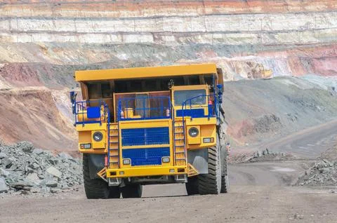 Open cast mine heavy dump truck Stock Photos