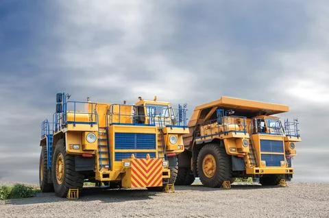 Open cast mine trucks Stock Photos