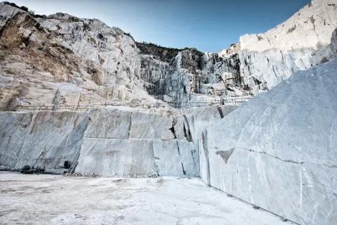Open cast mining pit for Italian Carrara marble Stock Photos
