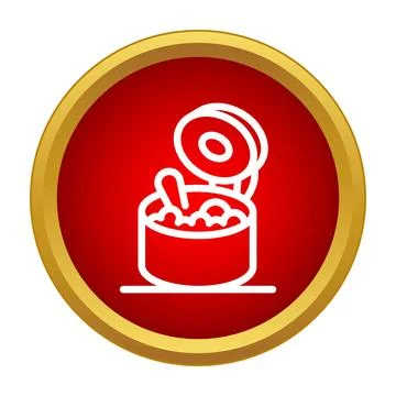Open caviar can with spoon icon button Stock Illustration