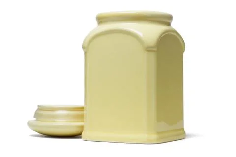 Open ceramic container with lid Stock Photos
