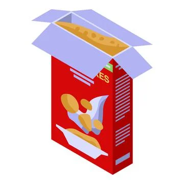 Open cereal flakes package icon, isometric style Stock Illustration