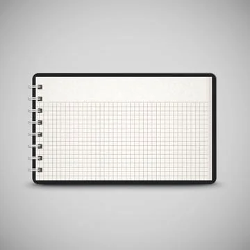 Open checked notebook isolated on grey Stock Illustration