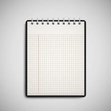 Open checked notebook isolated on grey Stock Illustration