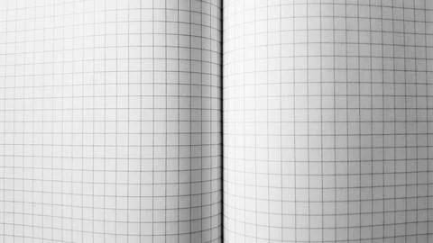 Open checkered notebook, paper background spread. Stock Photos