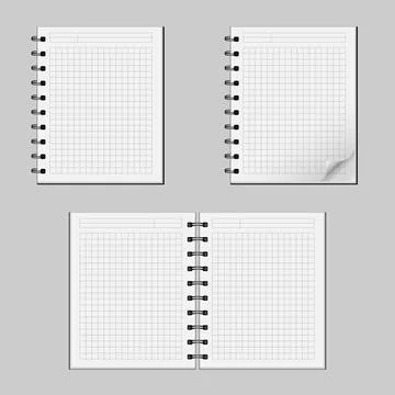 Open checkered notebook with spiral Stock Illustration