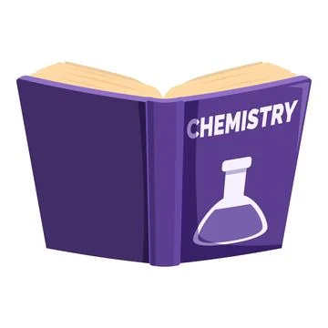 Open chemistry textbook showing empty pages and flask icon Stock Illustration