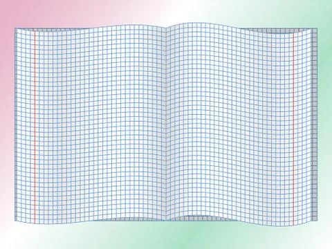 Open chequered school notebook Stock Illustration