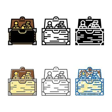 Open chest color variations icon vector Stock Illustration