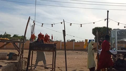 Open Chicken Suya Spot Roadside Service Point Kano Nigeria Vídeo Stock 321872443