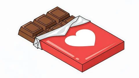 Open chocolate box with heart shape Stock Illustration