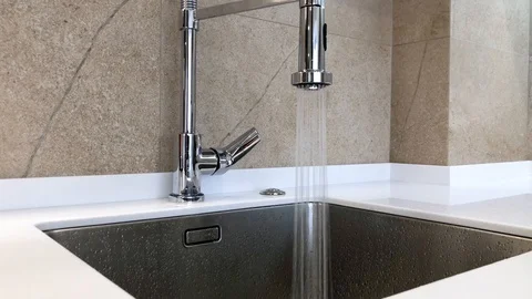 Open chrome faucet washbasin Stock Footage 101105149
