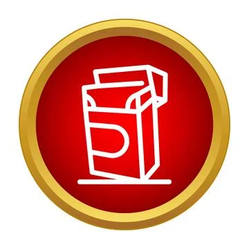 Open cigarette pack icon on red button Stock Illustration