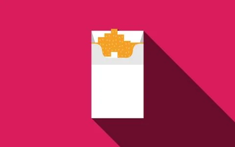 Open cigarettes pack box flat style white vector illustration Stock Illustration