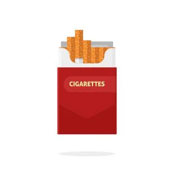 Open cigarettes pack box flat vector isolated Stock Illustration