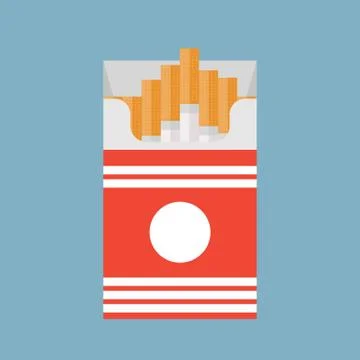 Open cigarettes pack box flat style vector illustration isolated on a background Stock Illustration
