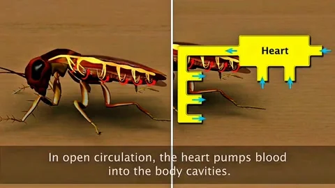 Open circulatory system in cockroach Stock Footage 318801618