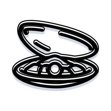 Open clam shell with pearl inside Stock Illustration