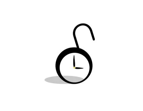 Open clock Padlock logo on white background in vector illustration Stock Illustration
