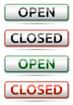 Open - closed color board with shadow on white background. Stock Illustration