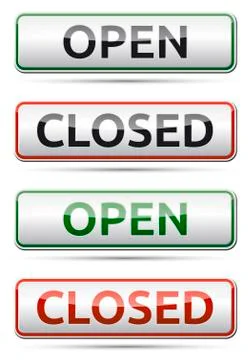 Open - closed color board with shadow on white background Stock Illustration