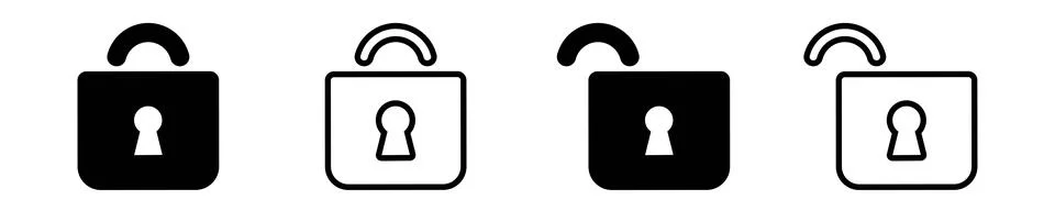 Open closed lock padlock icon. Lock unlock icon Stock Illustration