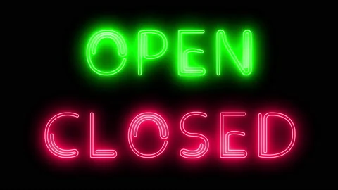 Open Closed red and green Neon Light over black background Stock Footage 140424728