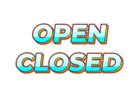 Open closed. text effect in gradation blue color Stock Illustration