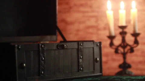 Open coffer and candles Stock Footage 85429159