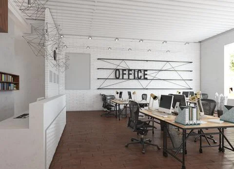 Open, collaborative office space . Stock Illustration