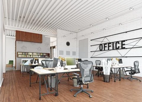 Open, collaborative office space . Stock Illustration