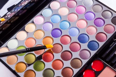 Open colourful eye shadow compact Stock Photos