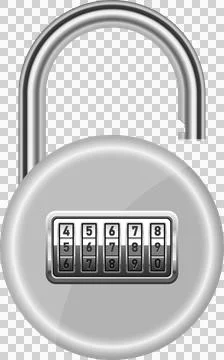 An open combination lock made of metal offers security with numbered rotati.. Stock Illustration