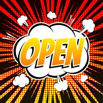 Open comic book bubble text retro style Stock Illustration