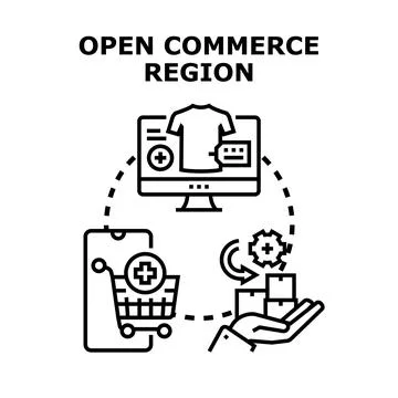 Open commerce region online store concept Stock Illustration