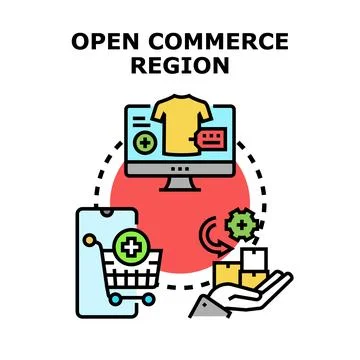 Open commerce region online store concept Stock Illustration