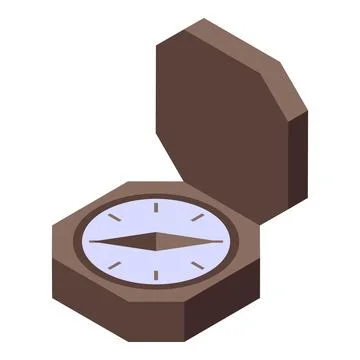 Open compass showing north direction in isometric view Stock Illustration