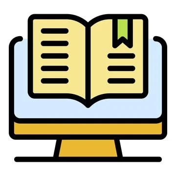 Open computer book icon color outline vector Illustrazione stock