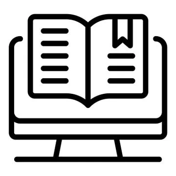 Open computer book icon, outline style Stock Illustration