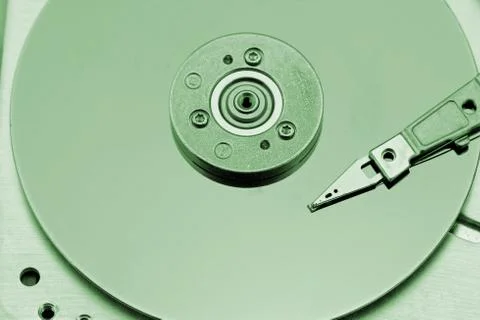 Open computer hard drive on white background Stock Photos