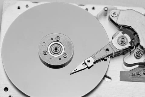 Open computer hard drive on white background Stock Photos