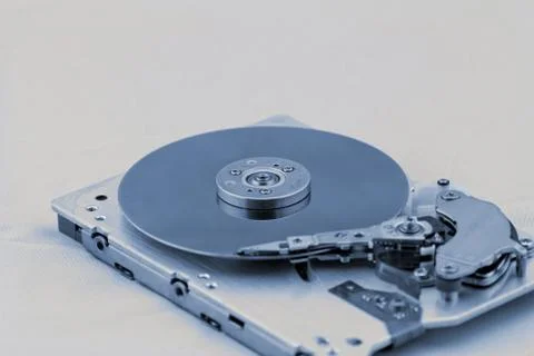 Open computer hard drive on white background Stock Photos