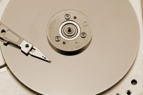 Open computer hard drive on white background Stock Photos